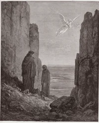 De Goddelijke Komedie (La Divina Commedia), Purgatorio, Canto 19: De dichters stijgen naar de vijfde cirkel - door Dante Alighieri (1265-1321) - Illustratie door Gustave Doré (1832-1883)