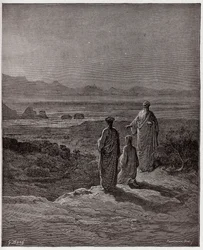 De Goddelijke Komedie, Purgatorio, Canto 1: Dante knielt voor Statius - door Dante Alighieri (1265-1321) - Illustratie door Gustave Doré (1832-1883)