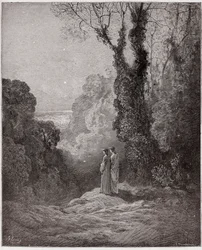 Purgatorio, Canto 1: De dichters aanschouwen de schoonheid van Venus in de ochtendhemel (Illustratie door Gustave Doré)