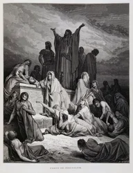 De plaag treft Jeruzalem, Illustratie uit de Dore Bijbel