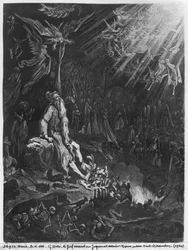 De wandelende Jood en het Laatste Oordeel, gegraveerd door Felix Jean Gauchard (1825-72)