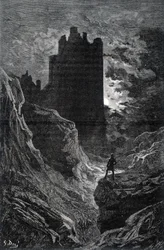 Het kasteel van angst - illustratie van angst door Gustave Doré, gravure