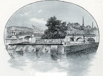 Uitzicht op de sluis van de Monnaie, voor het Hôtel des Monnaies in Parijs