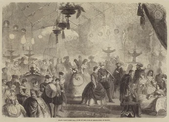 Groot gemaskerd bal gegeven door de hertog van Medina-Coeli in Madrid