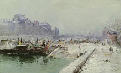 Île de la Cité Onder Sneeuw