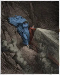 Inferno, canto 11: Het brandende graf van paus Anastasius II (Anastase II), illustratie uit De goddelijke komedie van Dante Alighieri, 1885