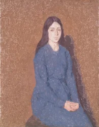 Meisje in een blauwe jurk