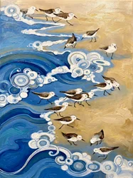 Kustvogels en golven
