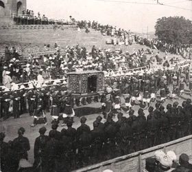 Een staatsdraagstoel in een koninklijke processie, Delhi, India, 1912