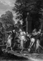 De ontmoeting van Eliezer en Rebecca bij de bron, 19e eeuw