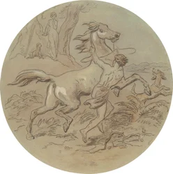 Een van achttien ontwerpen voor een serie platen ter illustratie van Venus en Adonis