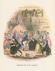 Scène uit The Posthumous Papers of the Pickwick Club door Charles Dickens, 1836-1837
