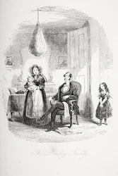 De familie Dombey, illustratie uit Dombey en Zoon door Charles Dickens, voor het eerst gepubliceerd in 1848