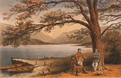 Het meer van het aangename toevluchtsoord. Llyn Mwyngyl, vanuit Tal-y-Llyn, 19e eeuw