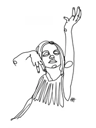 Elegante vrouw in lijntekening