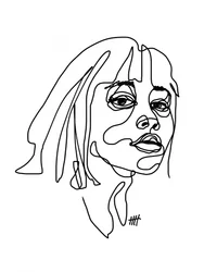 Portret van een vrouw in lijntekening