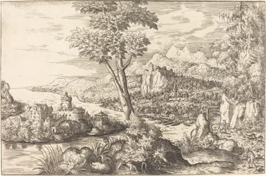 Landschap met drie mannen