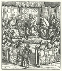 De Heilige Roomse Keizer Maximiliaan I onderhandelt met de Hongaren