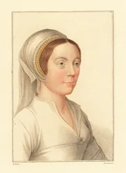 Niet-geïdentificeerde vrouw, hof van koning Hendrik VIII, 1812 (gravure)