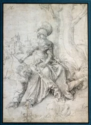 De vrouw die de man berijdt: Phyllis zittend op de rug van Aristoteles