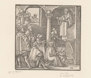 Martin Luther predikend in een kerk