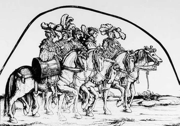 Een groep drummers, uit Maximiliaans Triomftocht, c.1516-18