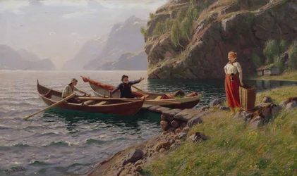 Dagelijks leven in fjordenlandschap