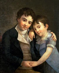 Portret van Karl Thomas (1784-1858) en Franz Xaver (1791-1844), de twee zonen van Wolfgang Amadeus Mozart (1756-91), 1798