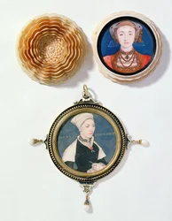 Anna van Kleef (boven), 1539 en Jane Small, voorheen bekend als mevrouw Robert Pemberton (onder), c.1540