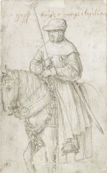 Keizer Maximiliaan I in reiskleding te paard