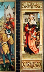 St. Elizabeth van Hongarije (1207-31) rechter paneel van het drieluik van St. Sebastian, 1516