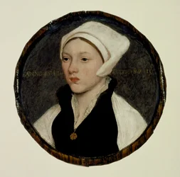 Portret van een jonge vrouw met een witte muts
