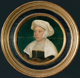 De vrouw van een hoveling van koning Hendrik VIII (schilderij op hout)