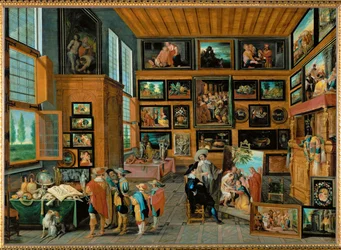 Een kunstgalerie (schilderij op eikenhout)