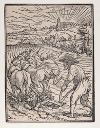 De Boer of Ploeger, uit De Dans van de Dood, ca. 1526, gepubliceerd 1538