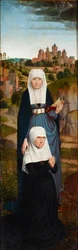 Biddende donor met heiligen