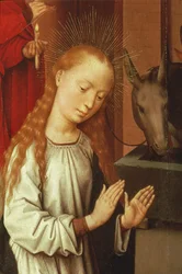 Detail van de Maagd uit een Geboortetafereel