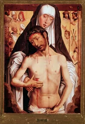Maagd en dode Christus Schilderij door Hans Memling (1435/40-1494) 1480