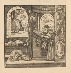 Man aan een schrijftafel