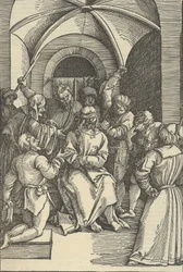 De Bespotting van Christus, uit Speculum passionis domini nostri Ihesu Christi, 1507