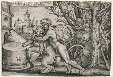 De werken van Hercules: Hercules wurgt de Nemeïsche leeuw