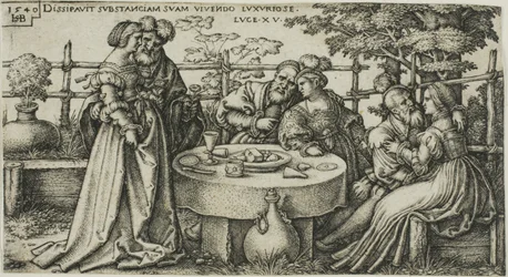 De verloren zoon verkwist zijn fortuin, plaat twee uit De geschiedenis van de verloren zoon