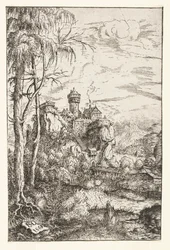 Landschap met kasteel en brug