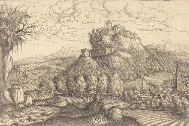 Landschap met een kasteel in het midden, 1553