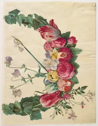 Bloemenguirlande uit het album Gottorfer Codex, ca. 1650