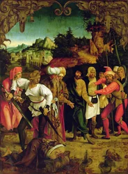 De onthoofding van St. Paulus, uit een polyptiek met scènes uit het leven van SS. Petrus en Paulus (detail)