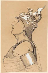 Walkure (kostuumstudie voor Bayreuth), hoofd met helm