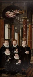 De familie van Julius van Brunswijk-Lüneburg en Hedwig van Brandenburg. Vleugel van het epitaaf-altaarstuk