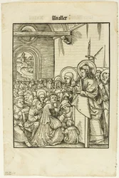 Christus predikend, uit Leben Jesu Christi, plaat 19 uit Houtsneden uit boeken van de XVIe eeuw