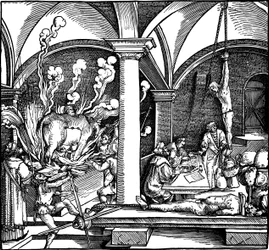 Marteling. Illustratie uit het boek Phisicke Against Fortune door Petrarca, 1532